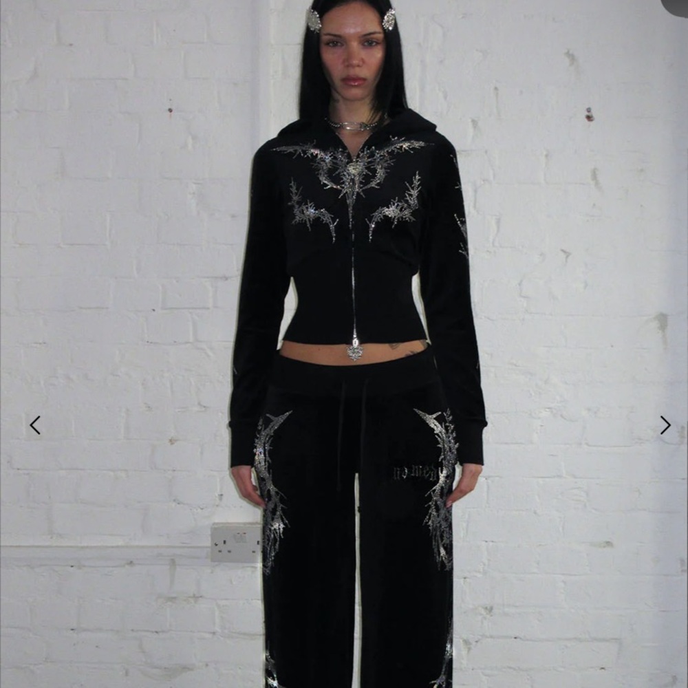 Named Collective Curse Rhinestone Velour Hoodie